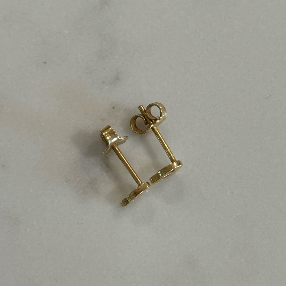 Made By Mary Mini Solid Gold A Initial Earrings - image 2